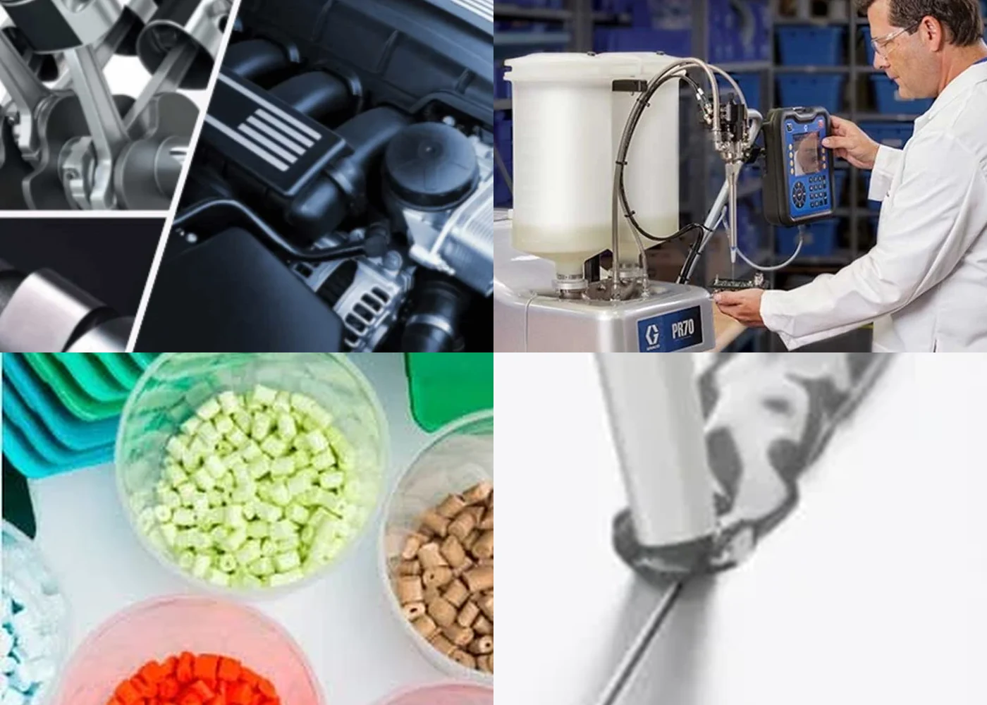 Industrial materials, dispensing, tooling and application technologies